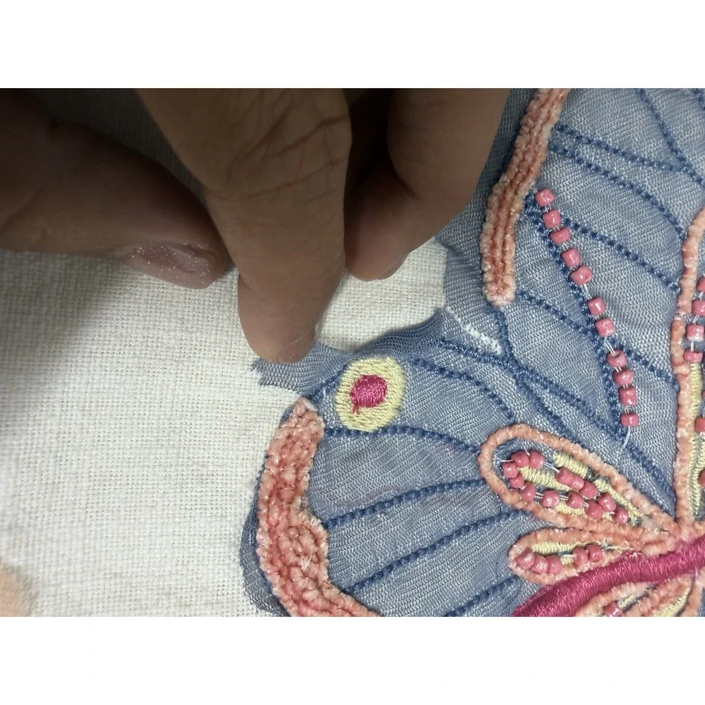 Pier 1 Embroidered Beaded Butterfly Pillow Cover Boho Decor Boho Fairy Whimsical